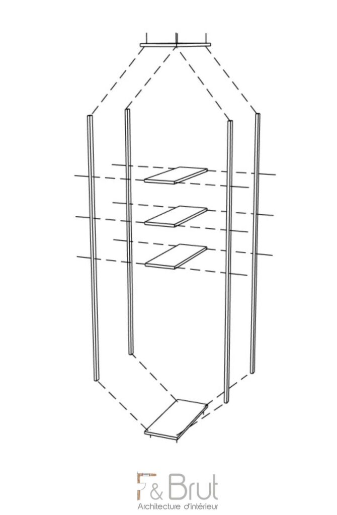 Etagère minimaliste sur mesure en bois naturel